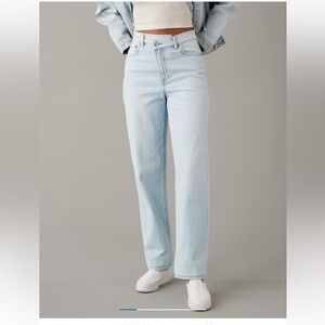 American Eagle, crossover button, high rise, straight & baggy